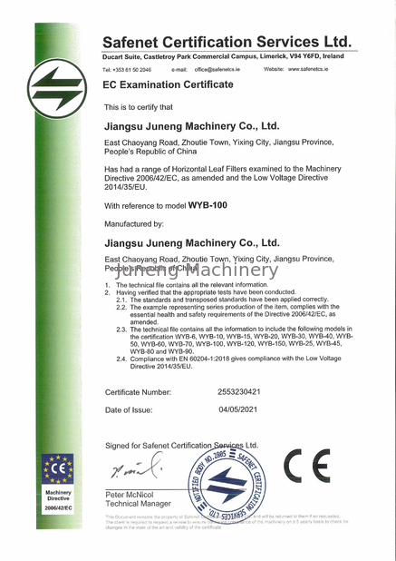 LA CHINE JUNENG MACHINERY (CHINA) CO., LTD. certifications